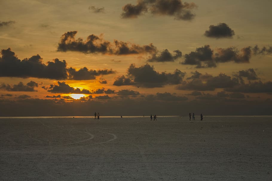 maldives, addu city, feydhoo, sunset, nature, people, sky, cloud - sky, HD wallpaper