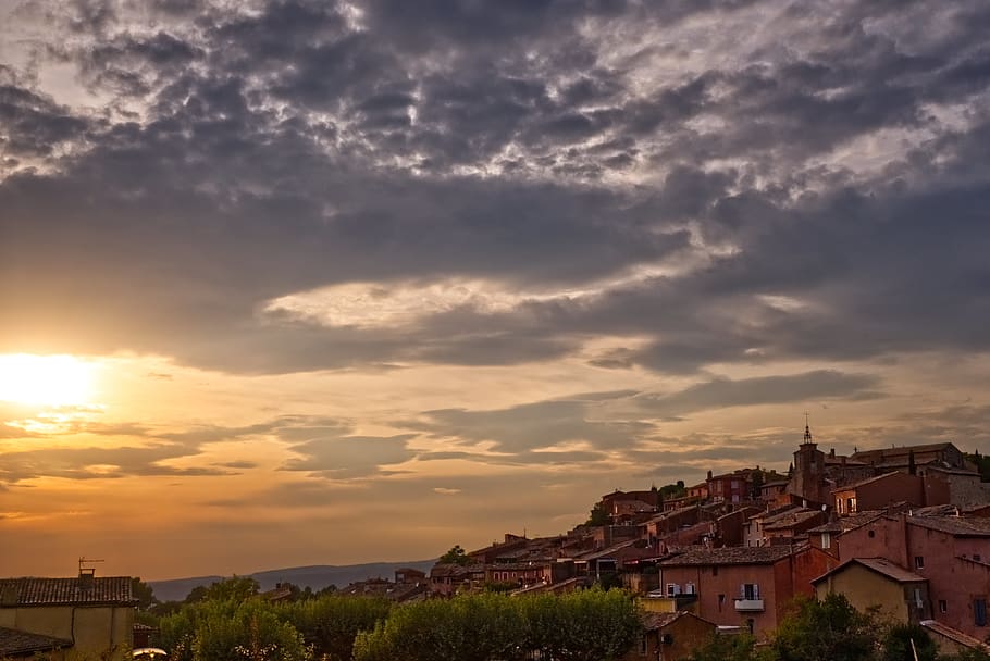 france, roussillon, architecture, cloud - sky, built structure HD wallpaper