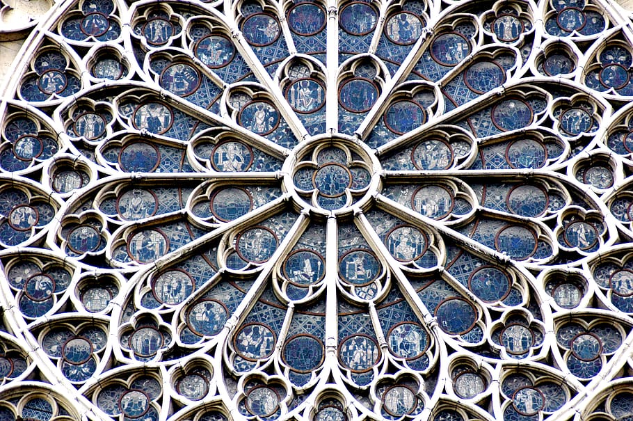 united states, huntsville, rose window, notre dame, stained glass, HD wallpaper