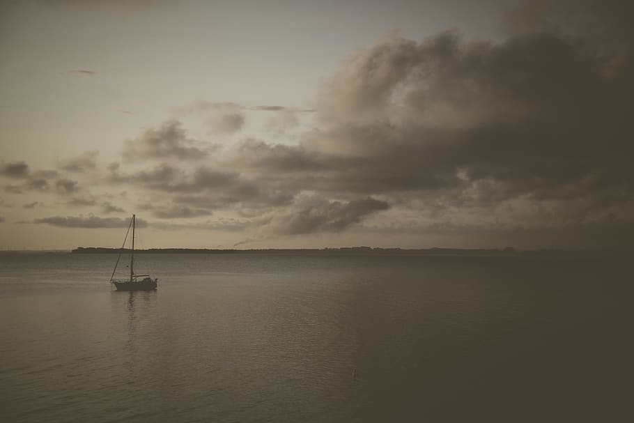boat on ocean, water, sky, nautical vessel, cloud - sky, transportation HD wallpaper