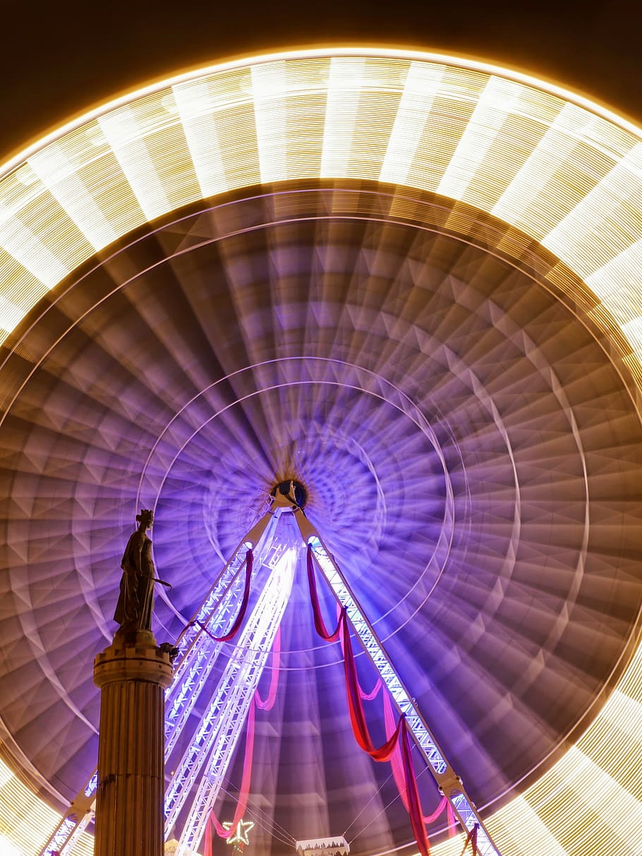 Free download | HD wallpaper: lighted ferris wheel in motion time lapse ...