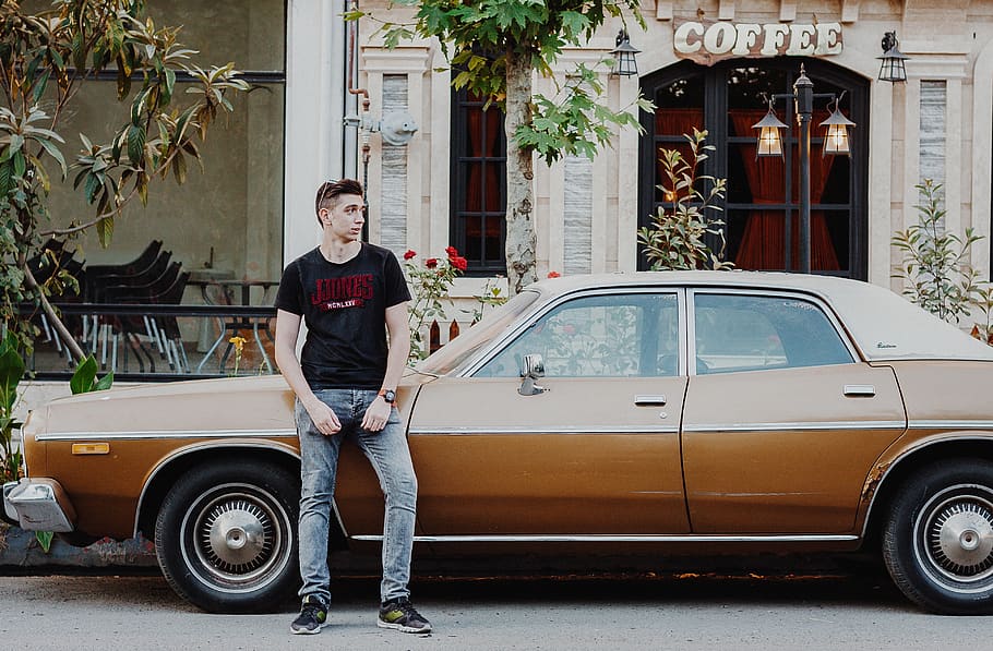 man standing beside car, mode of transportation, real people HD wallpaper