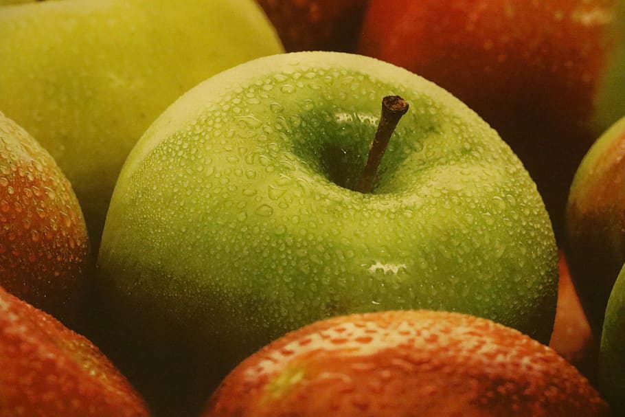 apple, fruit, green, red, sweet, healthy, juicy, fresh, diet HD wallpaper
