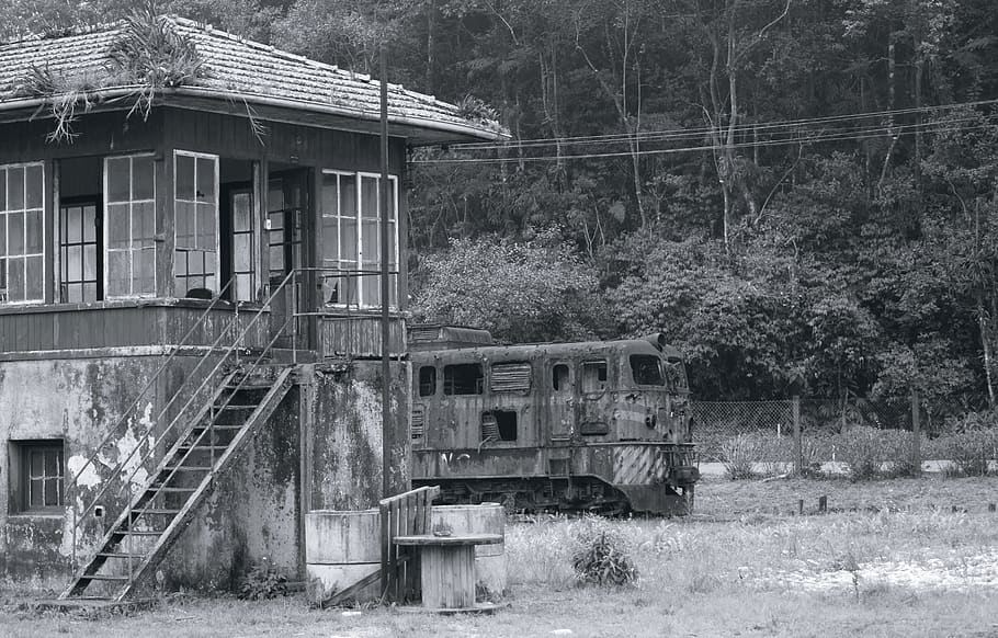 landscape, train, old, train broken, train rusty, nature, travel HD wallpaper
