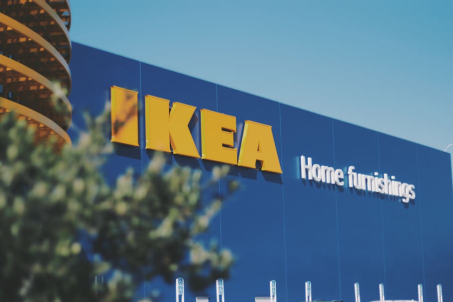 IKEA Building, blue, store, text, sign, communication, sky, western script, HD wallpaper