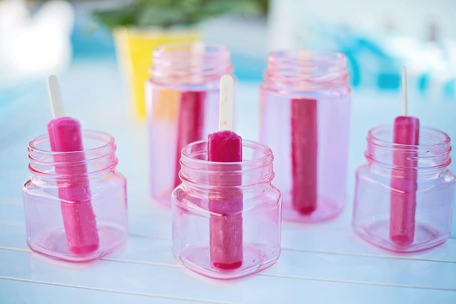 popsicles, pink, red, summer, poolside, treat, frozen treat HD wallpaper
