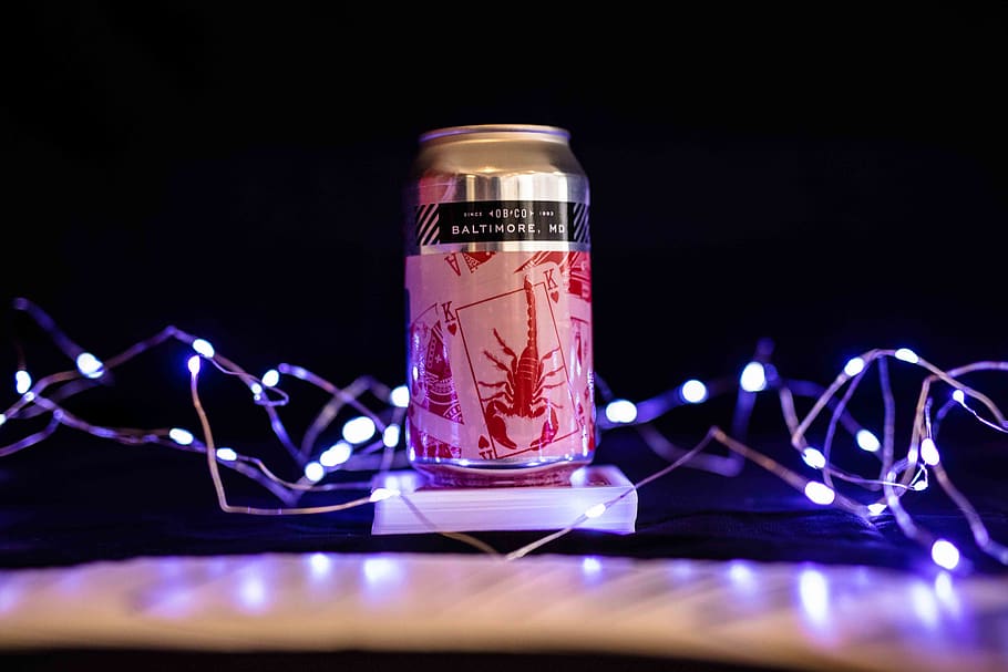Baltimore labeled can, alcohol, drink, beverage, light, beer HD wallpaper