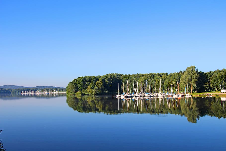 waters, nature, lake, sky, reflection, landscape, panorama, HD wallpaper