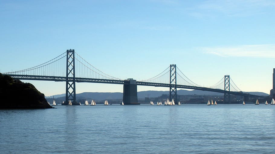 San Francisco Bridge, architecture, bay, Bay Bridge, clouds, daytime HD wallpaper