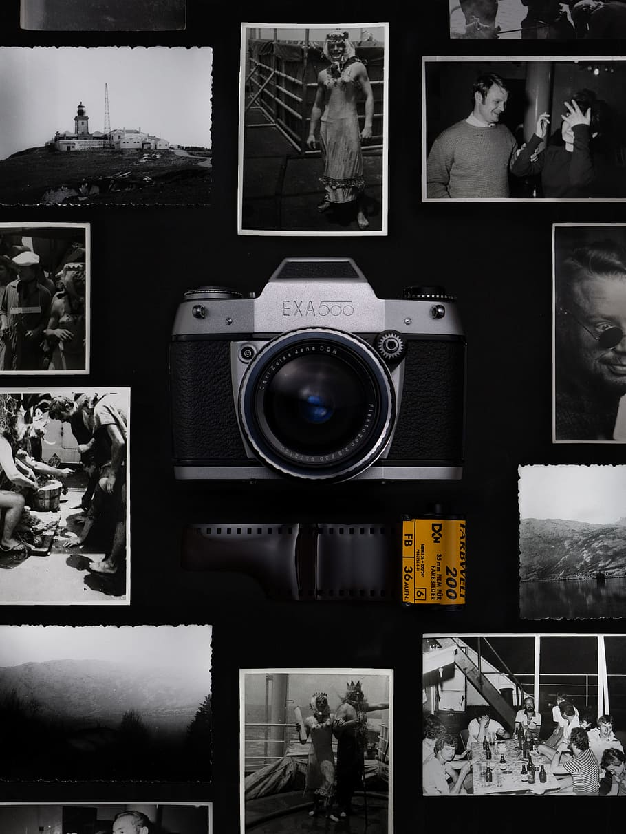 HD wallpaper: silver and black Exa 500 film camera, black and white retro  camera | Wallpaper Flare