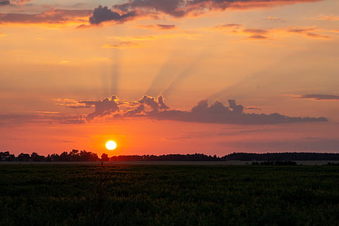 sunset, the sun, west, sky, clouds, twilight, landscape, sunrise HD wallpaper