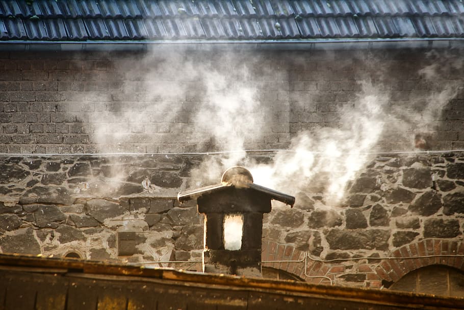 architecture, chimney, smoke, steam, building, detail, industry HD wallpaper