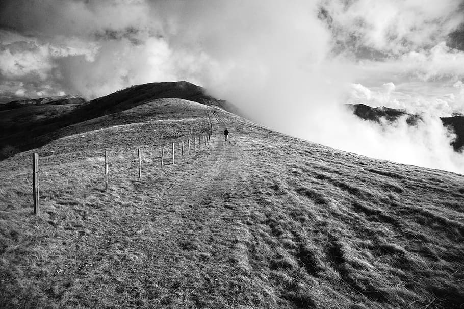 treking, path, mountain, clouds, walking, sky, scenics - nature HD wallpaper
