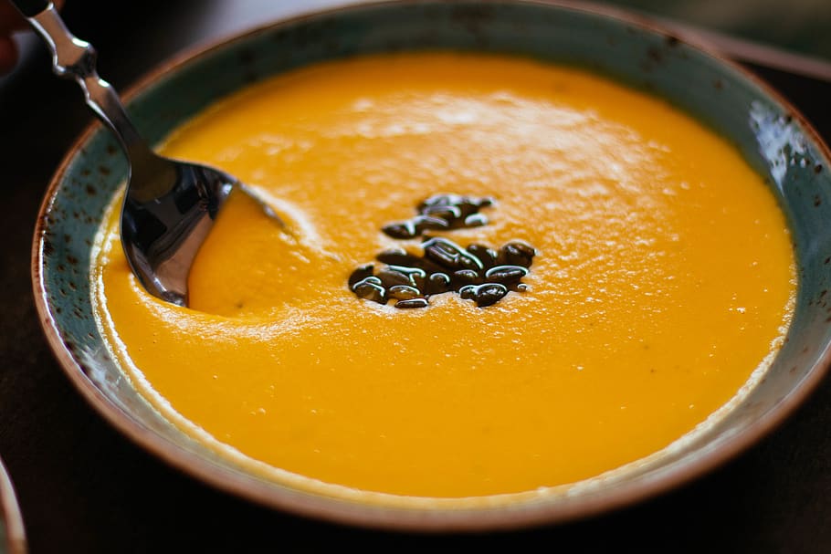 Shallow Focus Photography Of Squash Soup, appetizer, bowl, creamy, HD wallpaper