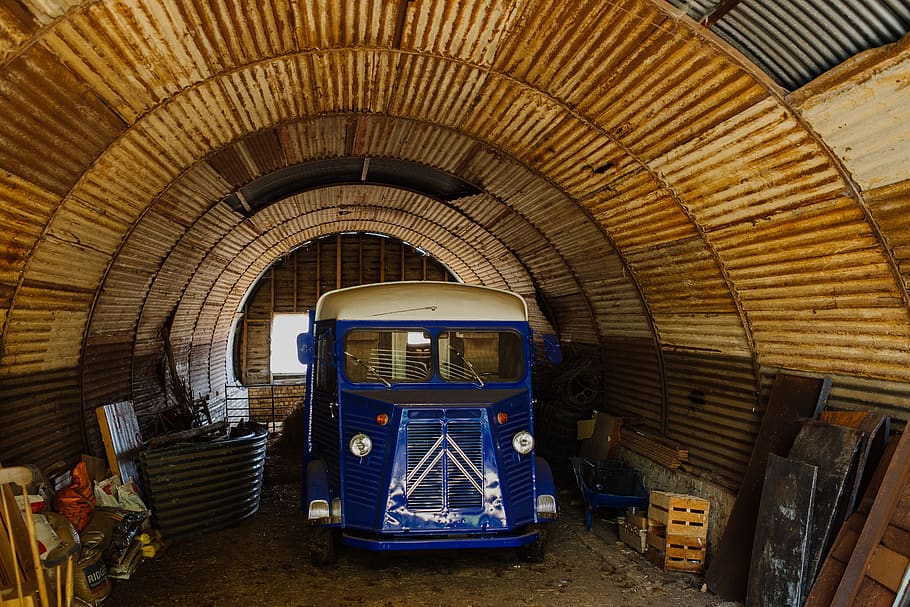 oldvan, old car, bluevan, architecture, no people, indoors HD wallpaper