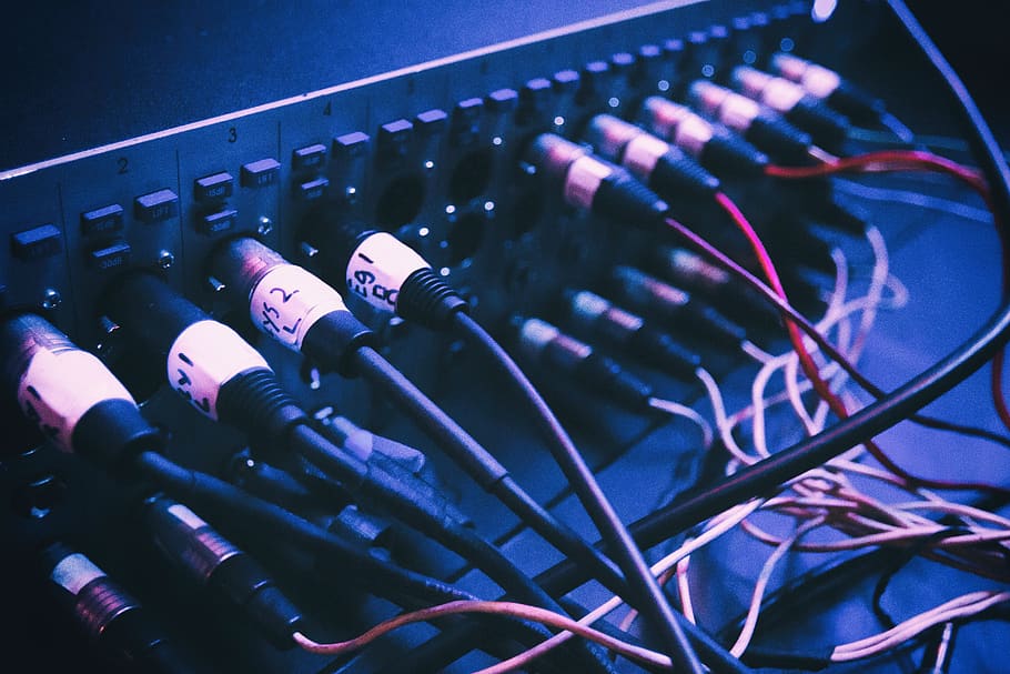 cables, sound, wires, events, media, church, sound board, technology, HD wallpaper