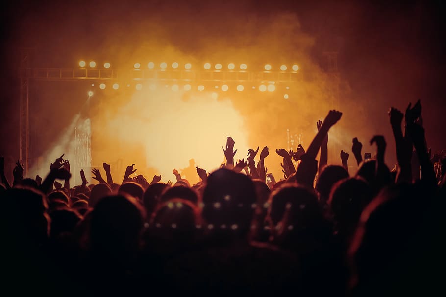 People at Concert, audience, band, crowd, dancing, festival, lights, HD wallpaper