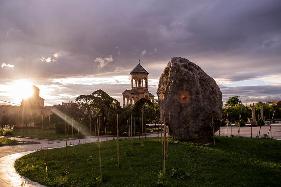 grass, plant, machine, tbilisi, summer, Georgia, sunset, city HD wallpaper