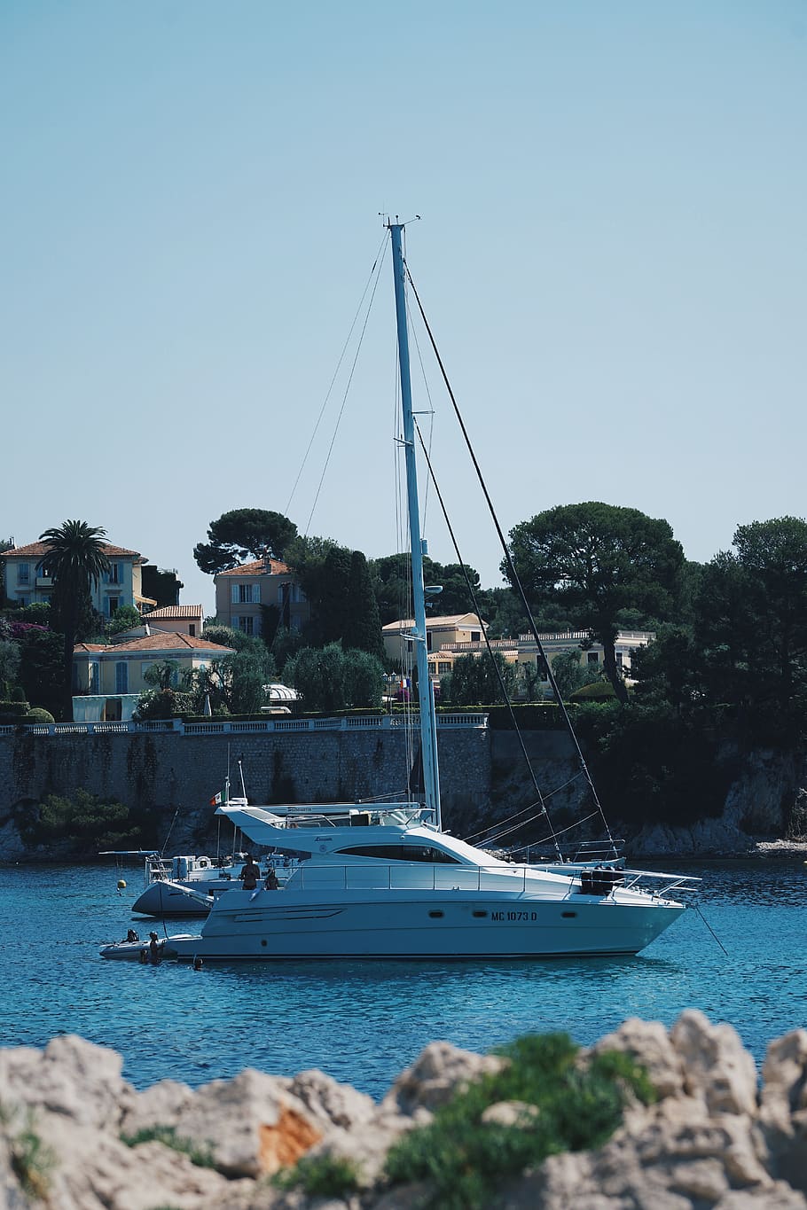 france, saint-jean-cap-ferrat, sailboat, yacht, water, summer, HD wallpaper