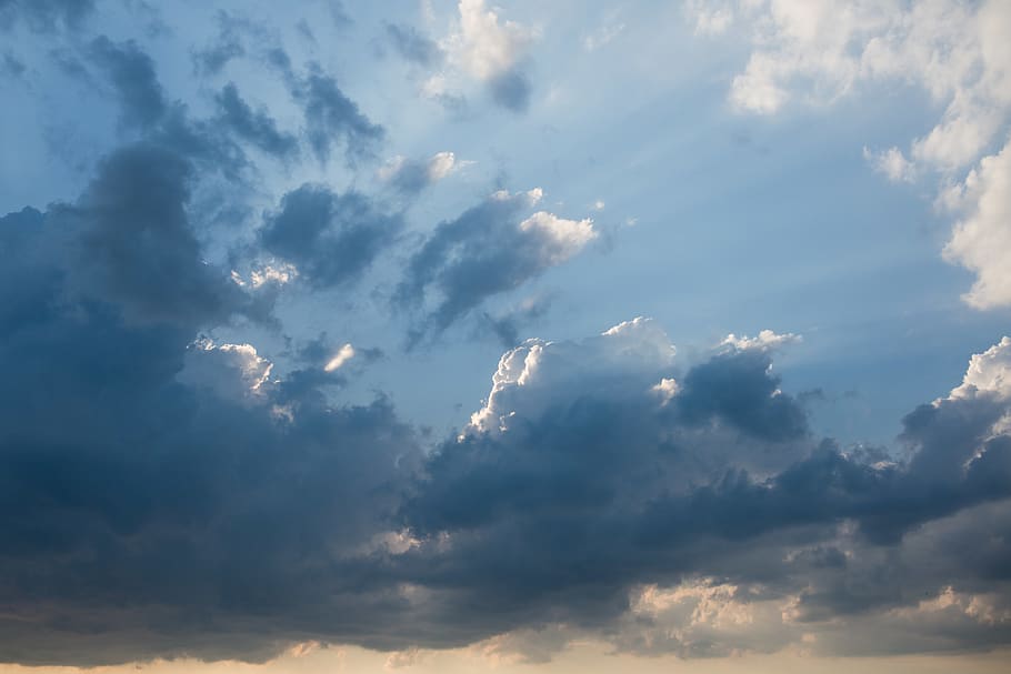 belarus, slonim, storm, sky, clouds, blue, wild, wide, sun, HD wallpaper