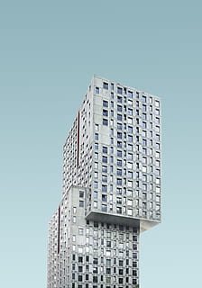 low angle photo of high-rise building, minimal, house, block HD wallpaper
