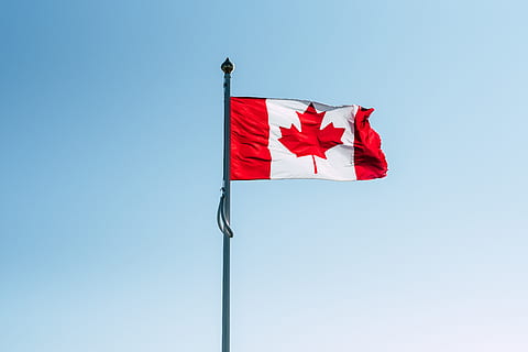 Canada flag on pole during daytime, patriotism, red, clear sky HD wallpaper