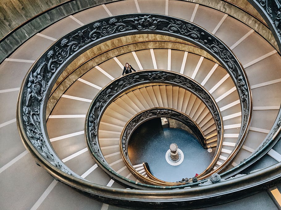 banister, handrail, staircase, rome, italy, human, person, architecture, HD wallpaper