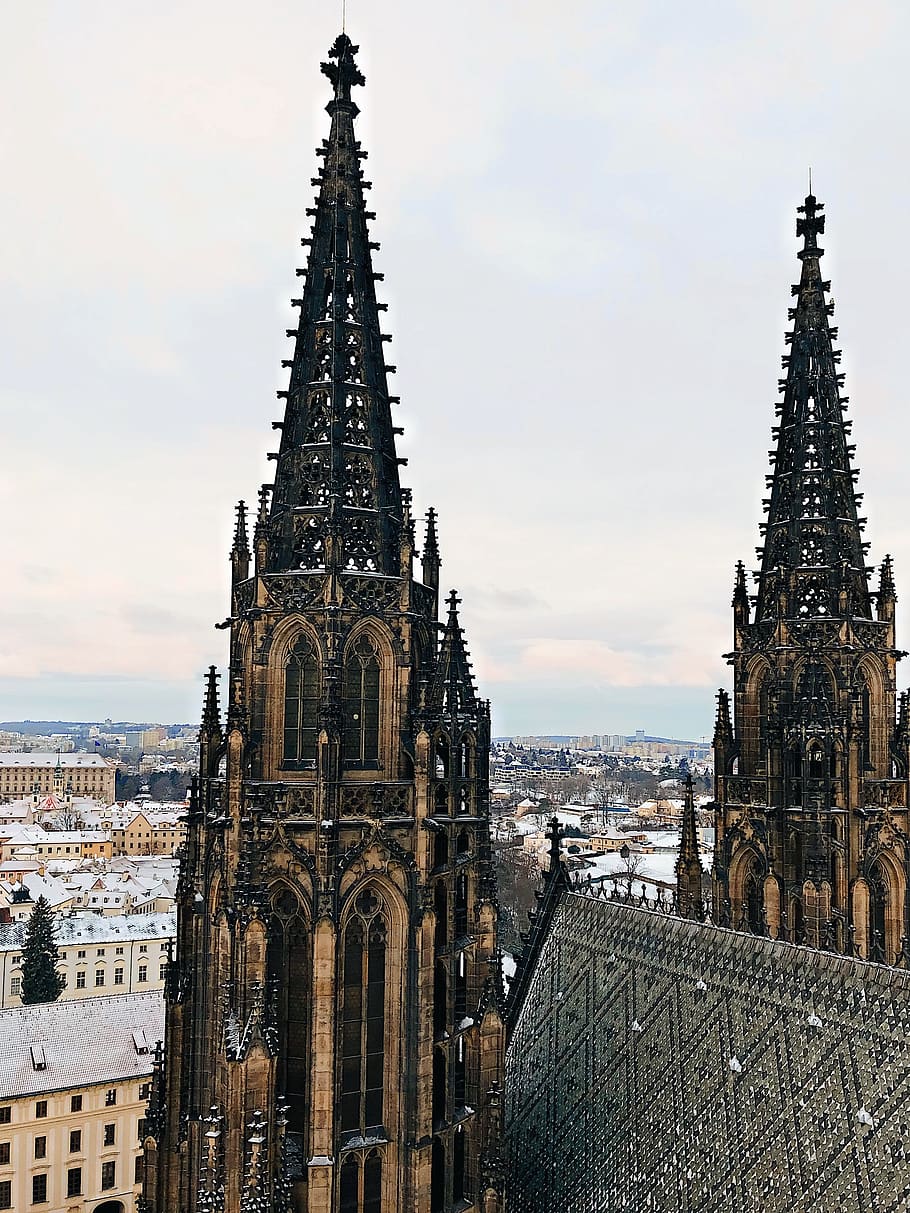 goth, gothic, church, sky, town, city, city view, old, ancient HD wallpaper