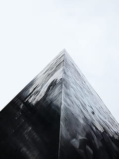 black pyramid, building, corner, architecture, sharp, looking up HD wallpaper