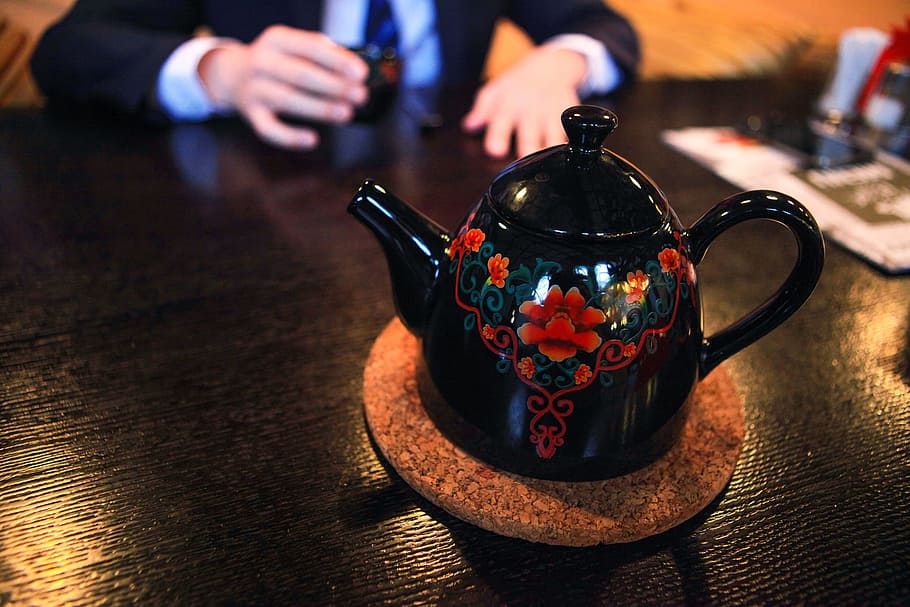 teapot, hand, close-up, food and drink, tea - hot drink, table HD wallpaper