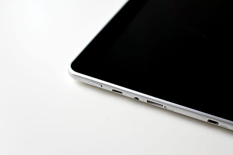 Black Tablet Computer on Surface, black and-white, blank, connection HD wallpaper