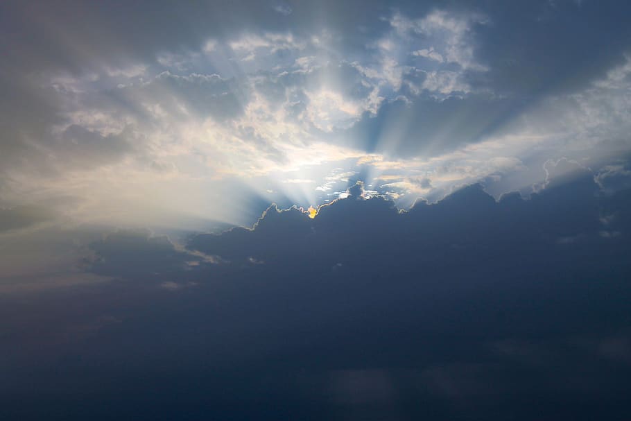 sunrise, morning, clouds, sun beam, a new day, meditation, optimism, HD wallpaper