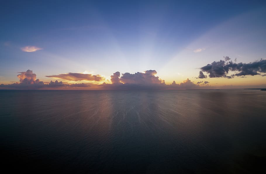 Scenic View Of Ocean During Dawn, blue sky, clouds, environment HD wallpaper