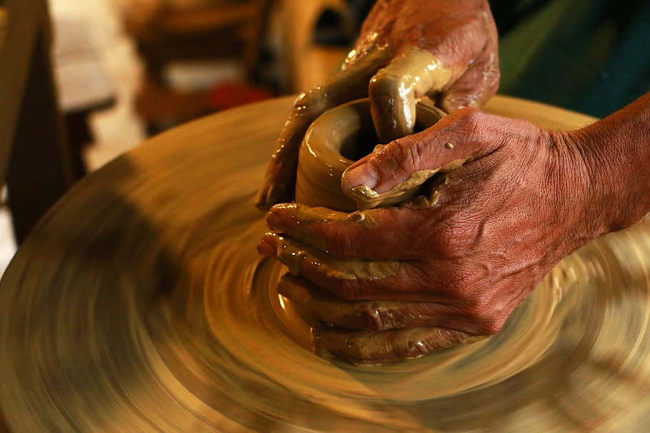 Selective Focus Photography of Person Molding Clay, ceramics HD wallpaper