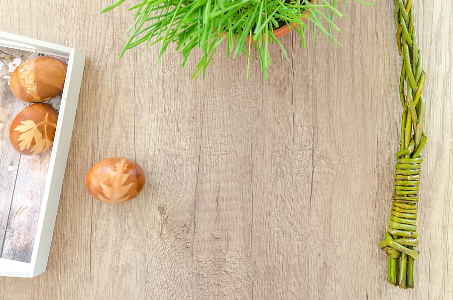 Brown Almonds, branches, easter eggs, white, wood, wooden, food HD wallpaper