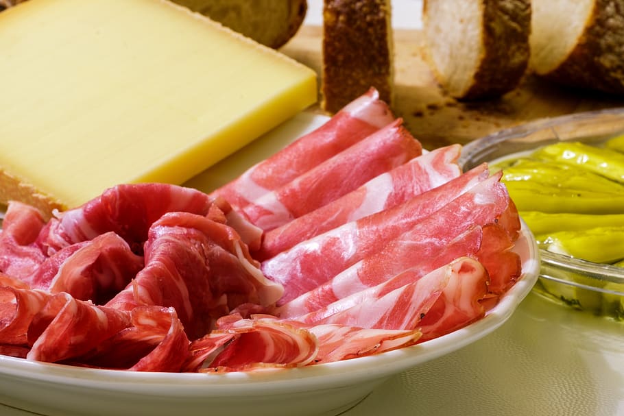 snack, vespers, jause, ham, wurstplatte, meat, cheese, dine HD wallpaper