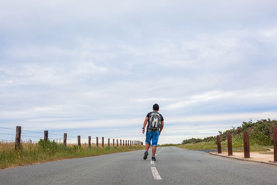 france, etretat, full length, sky, rear view, the way forward HD wallpaper