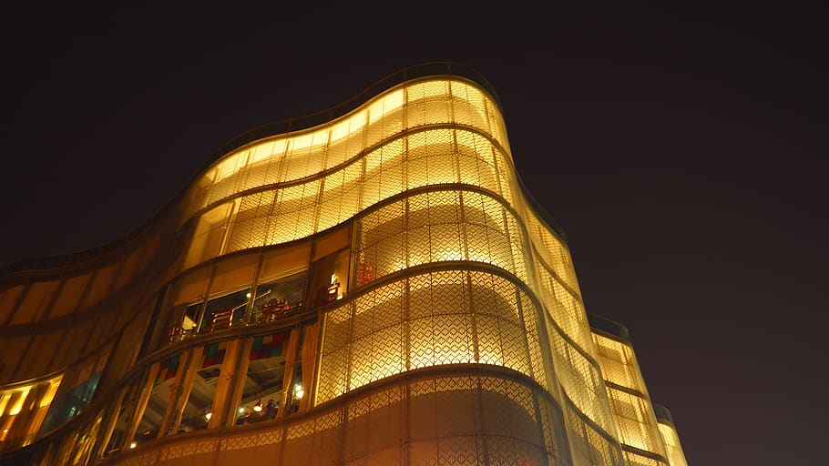 architecture, building exterior, built structure, night, low angle view HD wallpaper