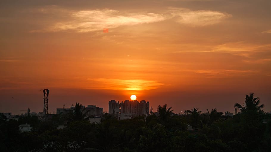 sunrise, sunset, nature, sky, building exterior, architecture HD wallpaper