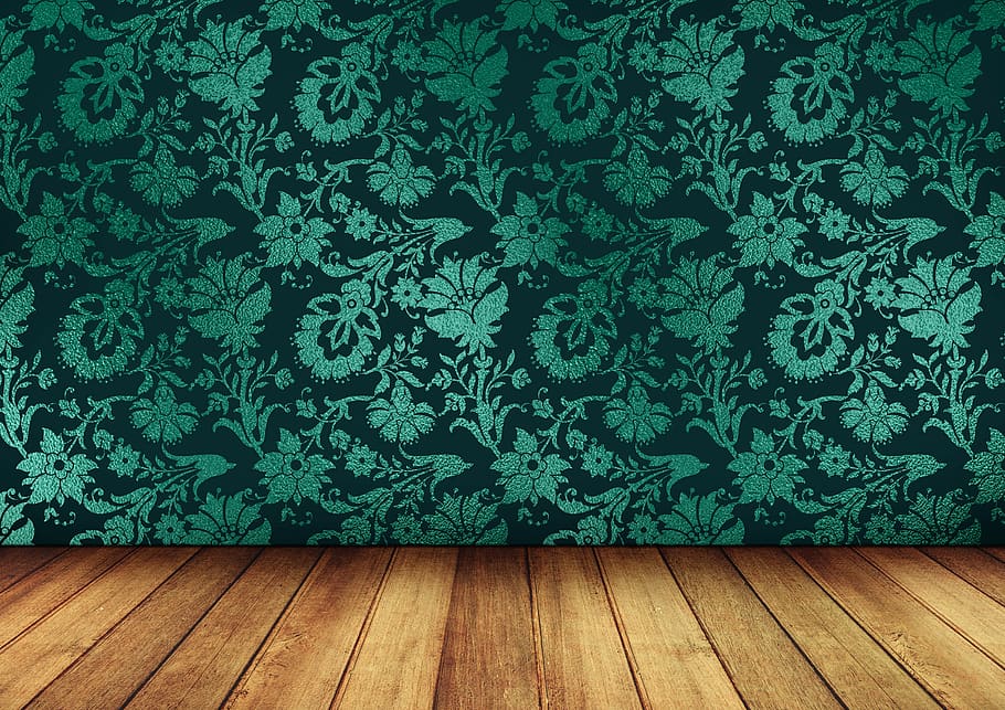 room, empty, interior, ground, wood, green color, pattern, plant HD wallpaper