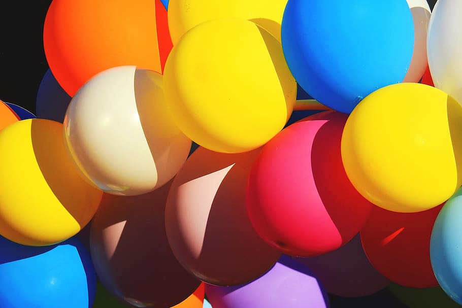 Birthday Party Balloons, various, birthdays, multi colored, bunch, HD wallpaper