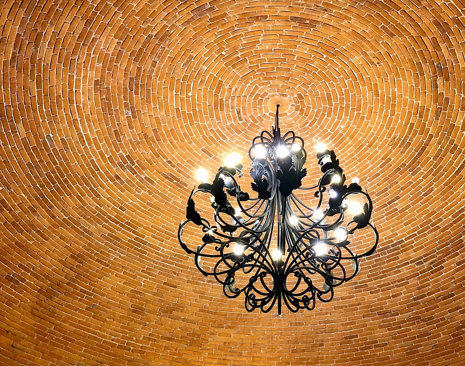mexico, cancún, contrast, light, chandelier, brick, cieling HD wallpaper