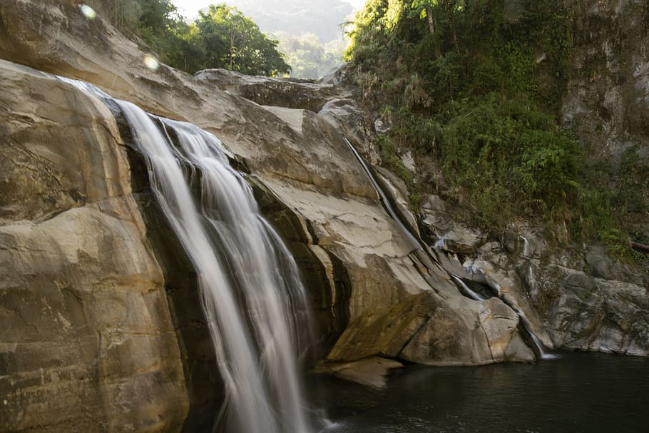 philippines, water, waterfall, scenics - nature, rock, beauty in nature HD wallpaper