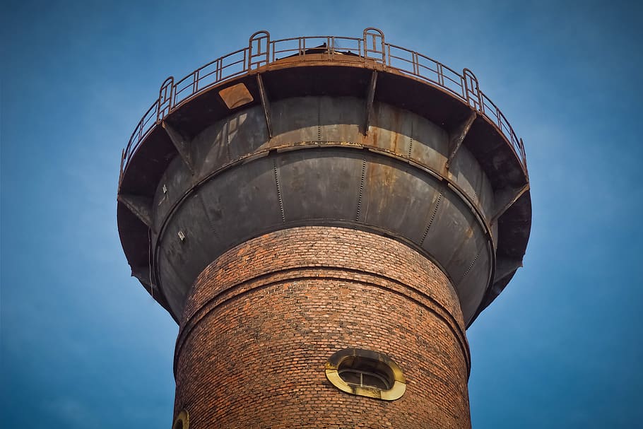 old, tower, industry, architecture, sky, bricks, building, tank HD wallpaper