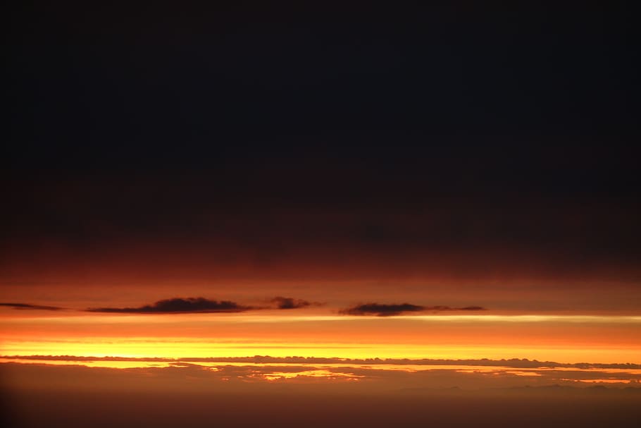 clouds, sky, sun, sunset, cloud - sky, dramatic sky, orange color, HD wallpaper