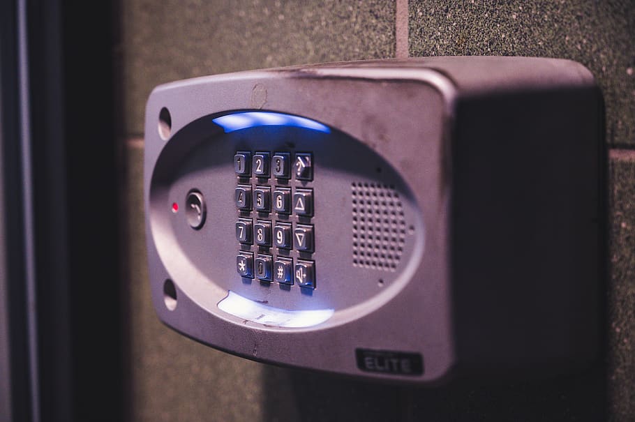 Black Combination Alarm System, close-up, connection, device HD wallpaper