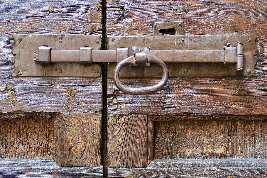 door handle, gate, input, old, metal handle, iron fog, antique, HD wallpaper
