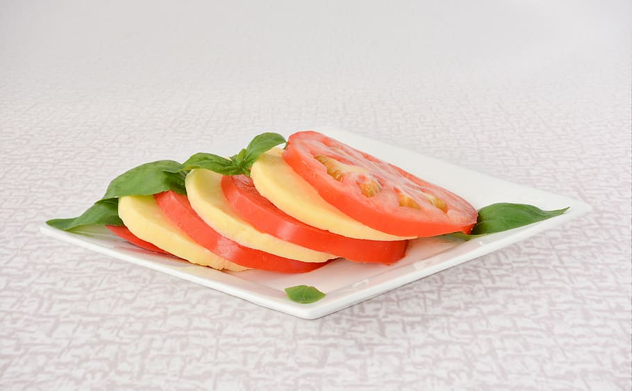 tomato, cheese, basil, salad, healthy, food, food and drink HD wallpaper