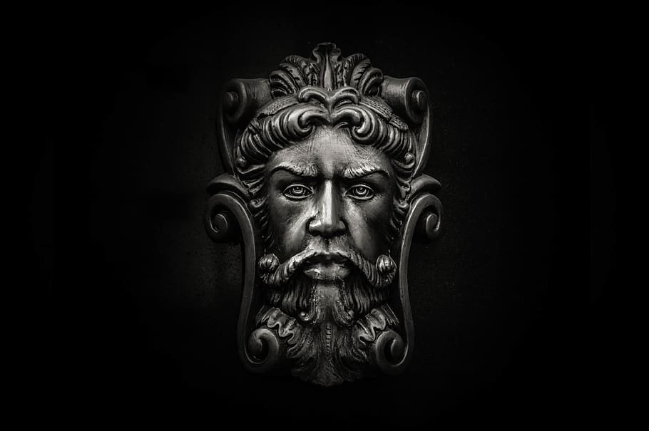 man's face illustration, head, bronze, human, person, handle HD wallpaper