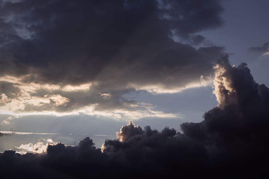 clouds under blue sky at daytime, weather, nature, outdoors, eruption HD wallpaper